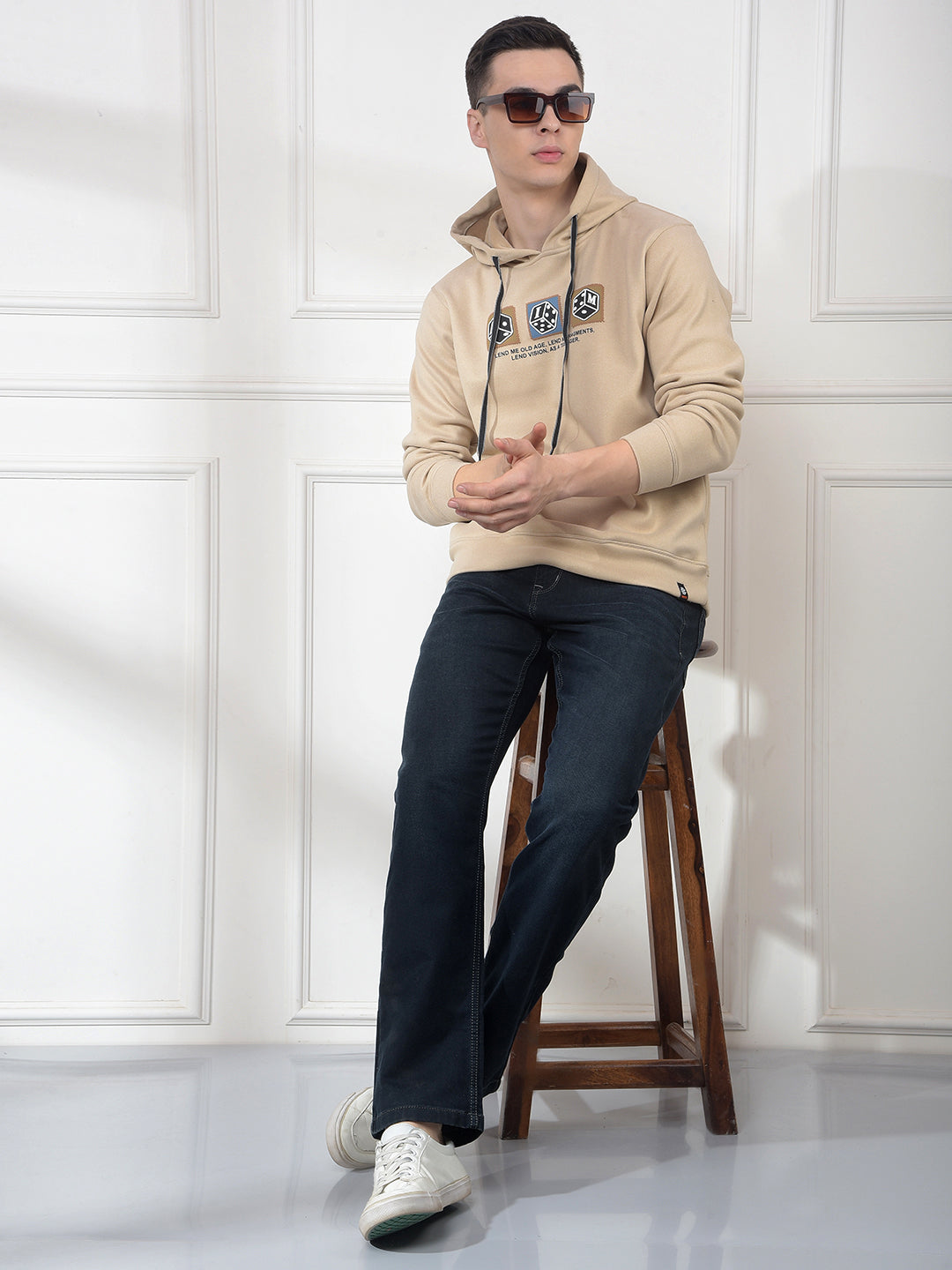 COBB BEIGE PRINTED CLASSIC HOODIE