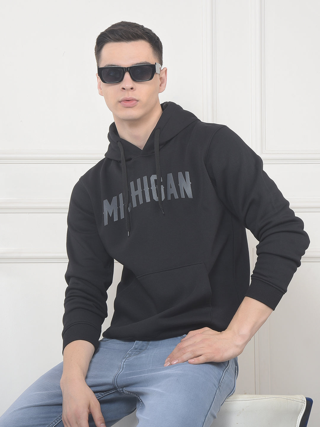 cobb black printed classic hoodie