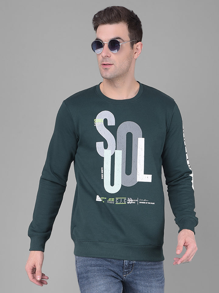 COBB GREEN PRINTED ROUND NECK SWEATSHIRT