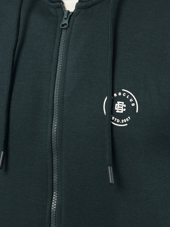 cobb solid bottle green zip-up hoodie