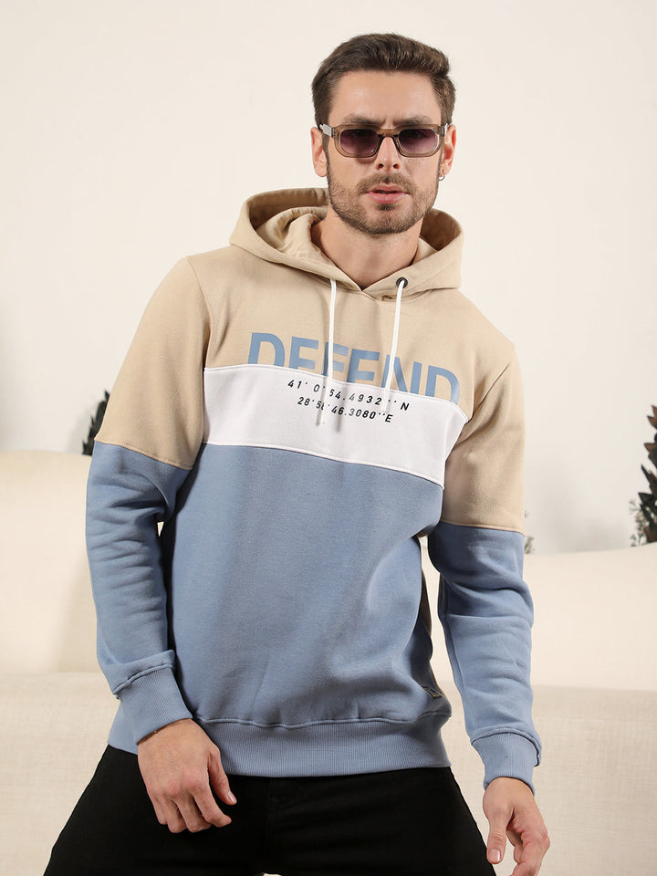 cobb beige colourblock classic hoodie