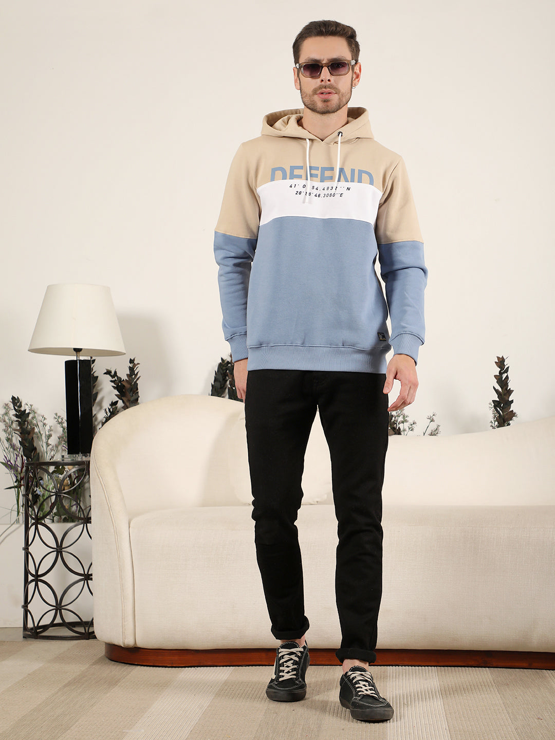 COBB BEIGE COLOURBLOCK CLASSIC HOODIE