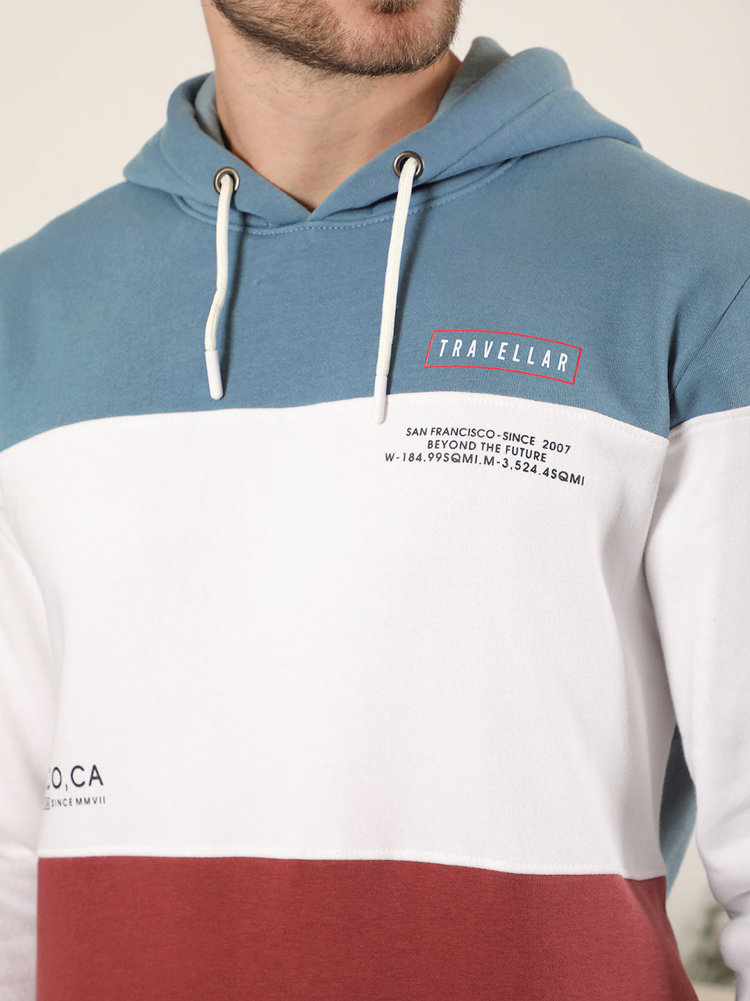 cobb slate blue colourblock classic hoodie