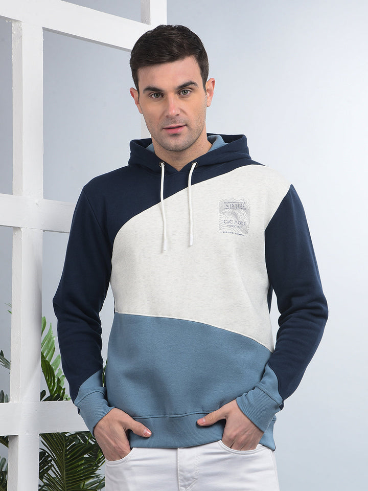 cobb navy blue colour-block classic hoodie