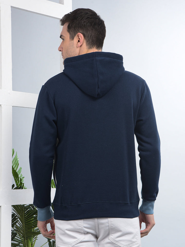 cobb navy blue colour-block classic hoodie