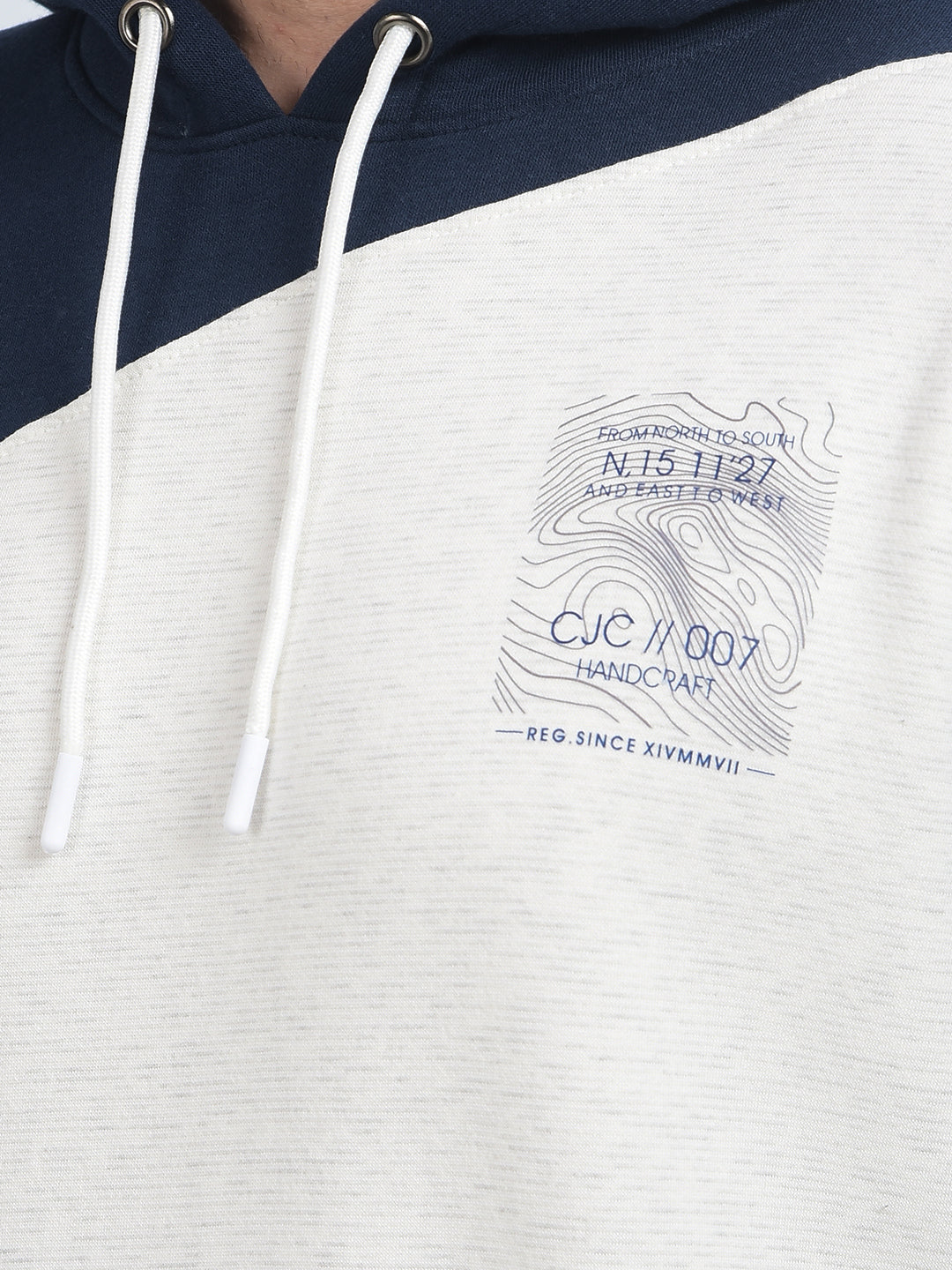 cobb navy blue colour-block classic hoodie