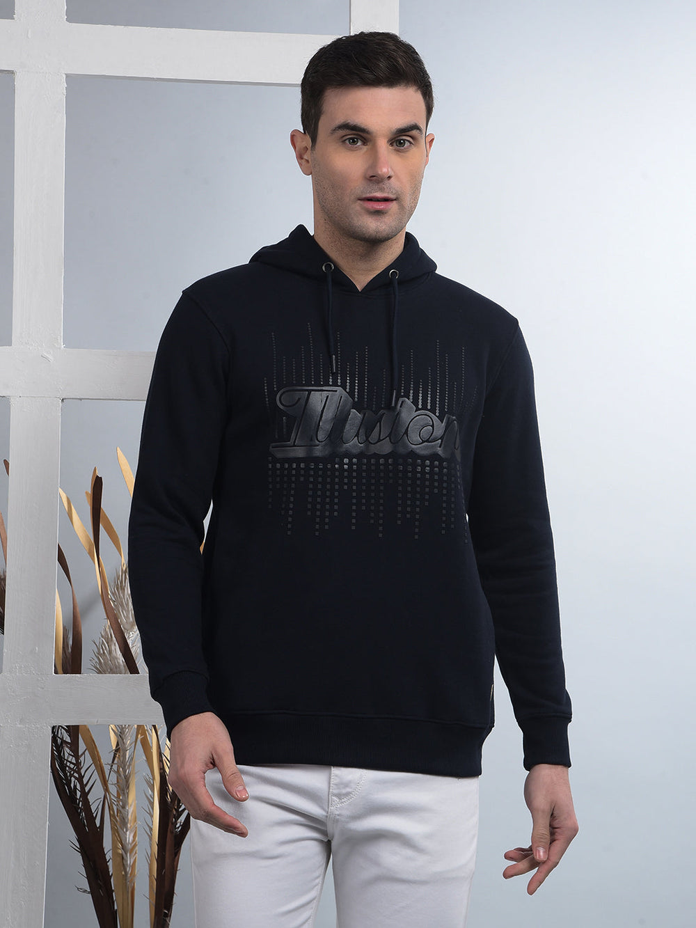 cobb navy blue printed classic hoodie