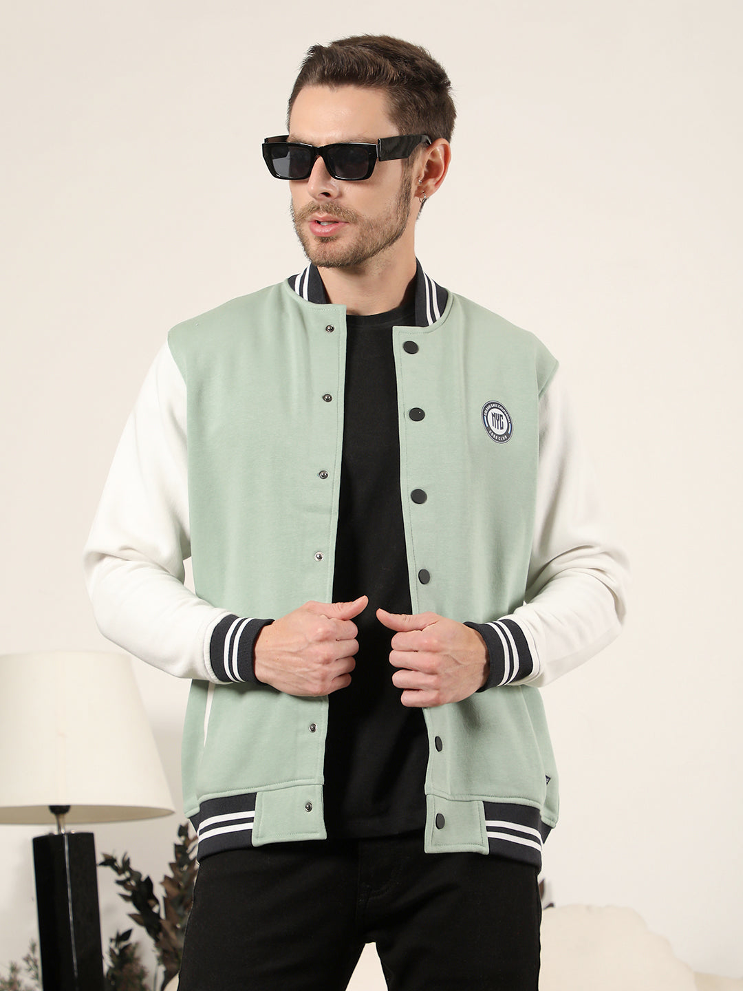 cobb pista colourblock full button sweatshirt