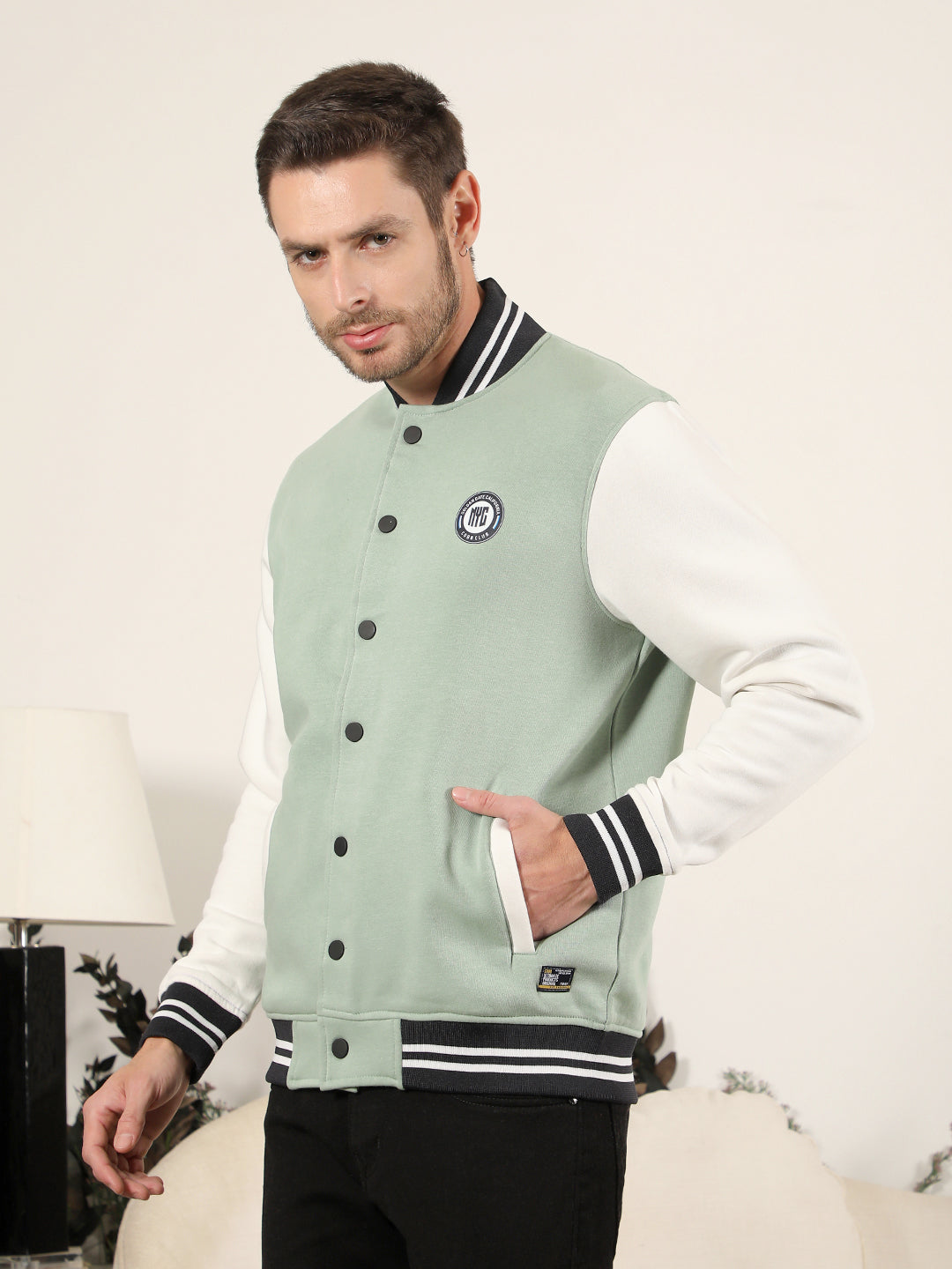 COBB PISTA COLOURBLOCK FULL BUTTON SWEATSHIRT