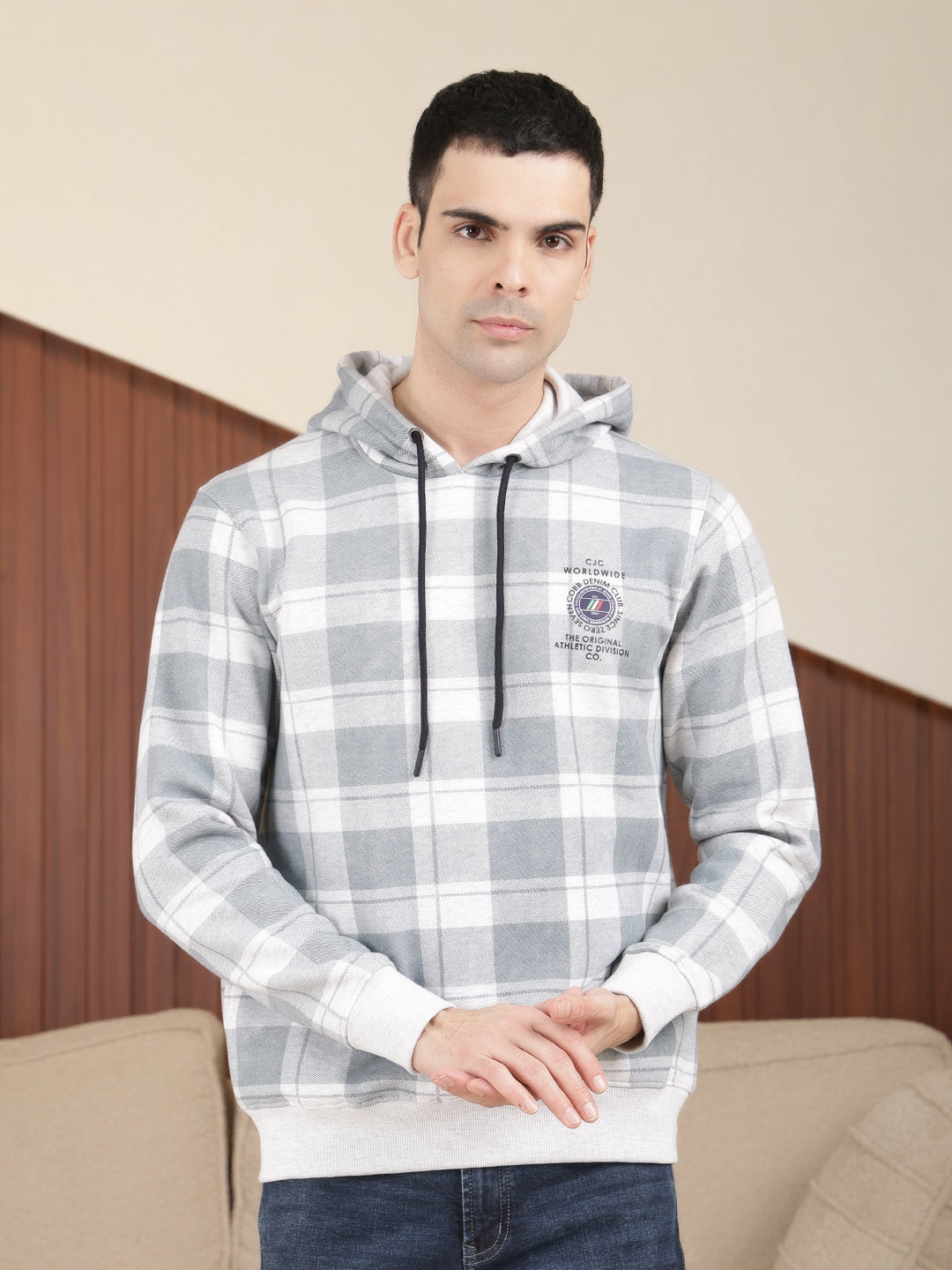 cobb coin grey checked classic hoody