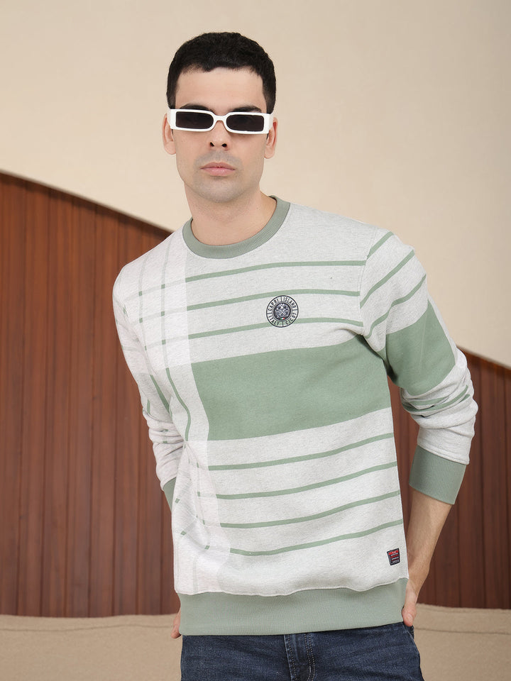 cobb light green printed round neck sweatshirt