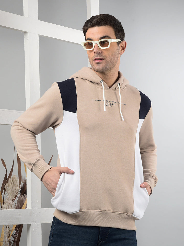 cobb beige colour-block classic hoodie