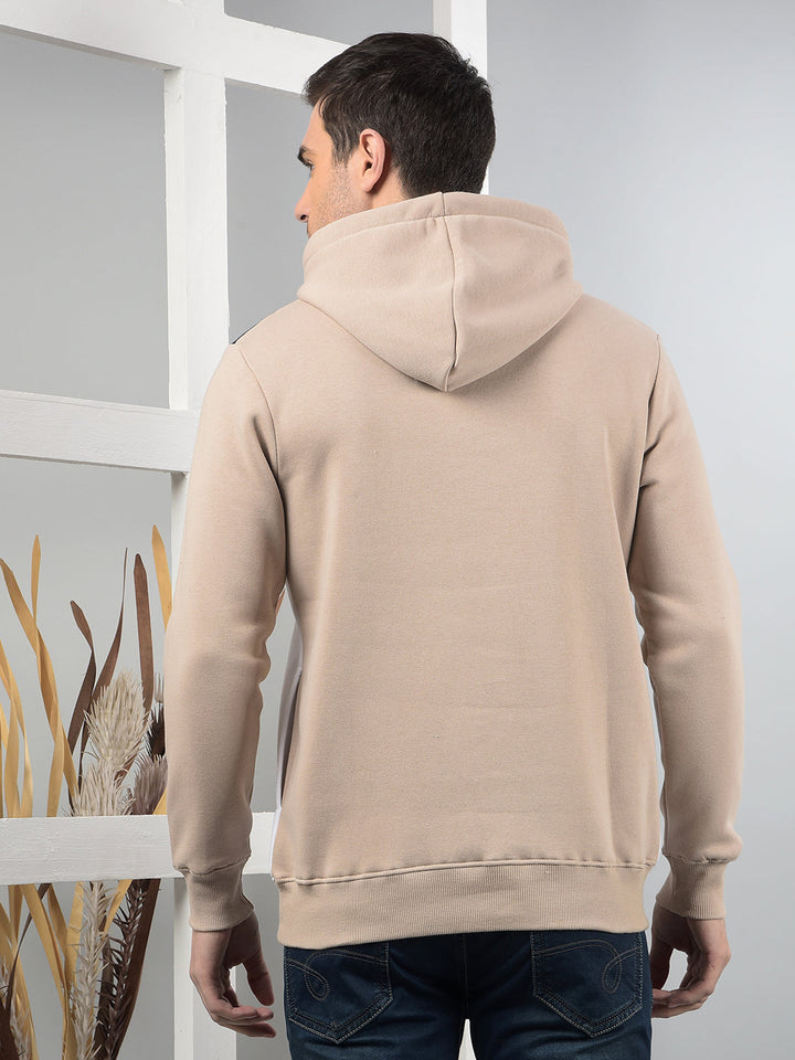 cobb beige colour-block classic hoodie