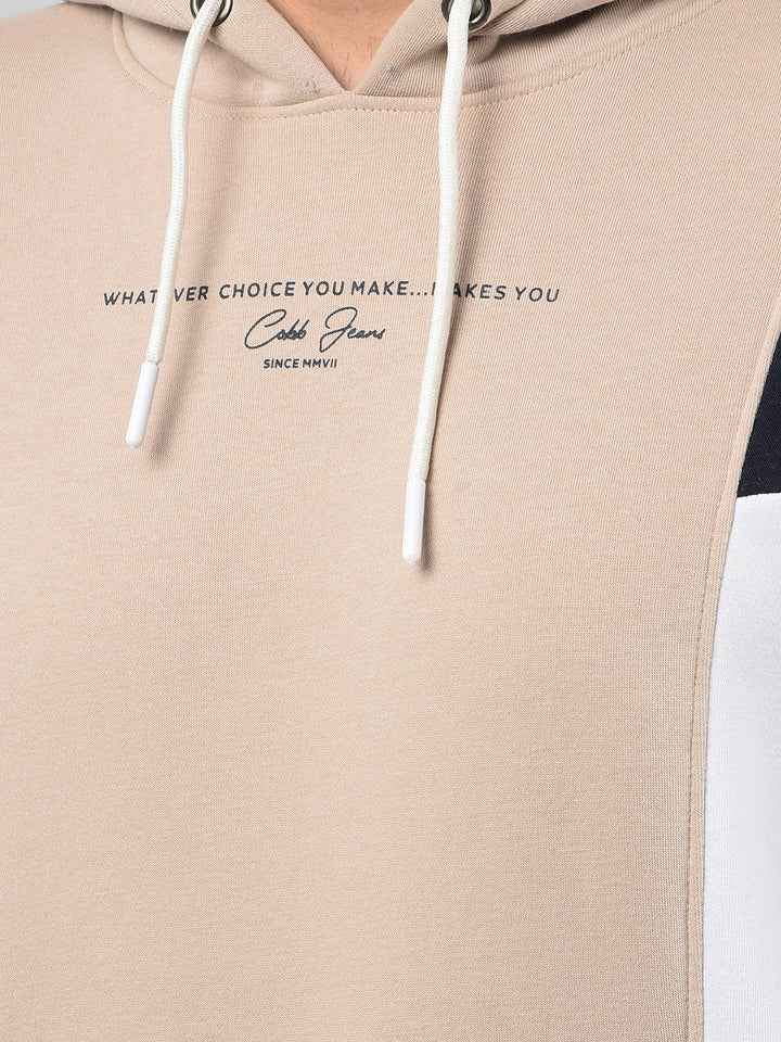 cobb beige colour-block classic hoodie