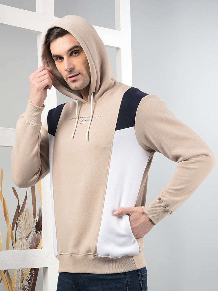 COBB BEIGE COLOUR-BLOCK CLASSIC HOODIE