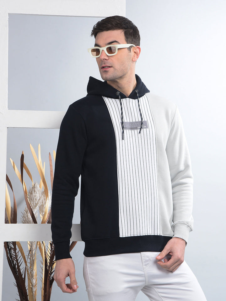 cobb navy blue colour-block classic hoodie