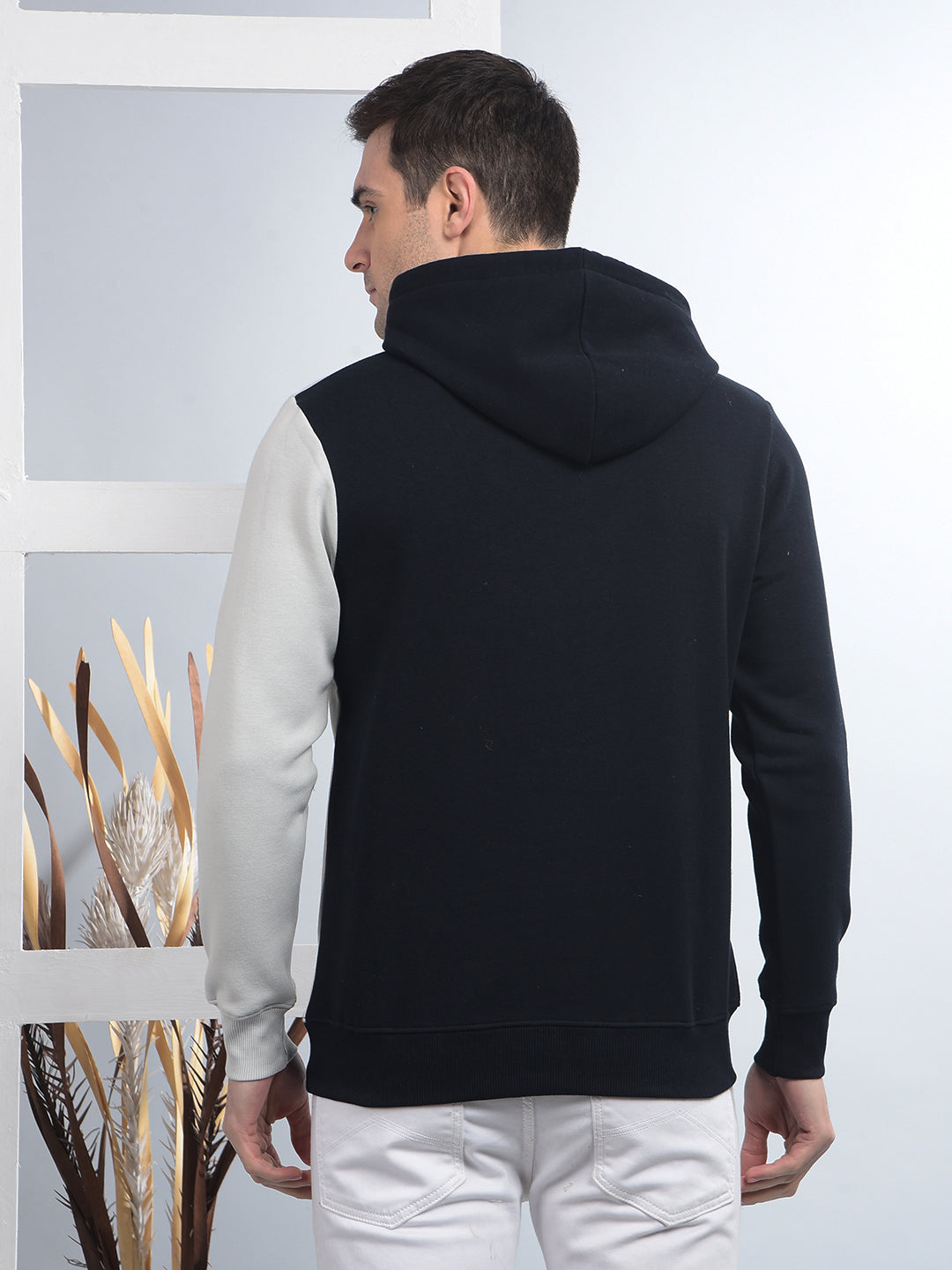 cobb navy blue colour-block classic hoodie