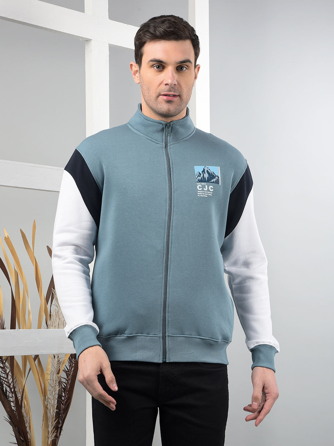 cobb aqua lake printed zip-up sweatshirt