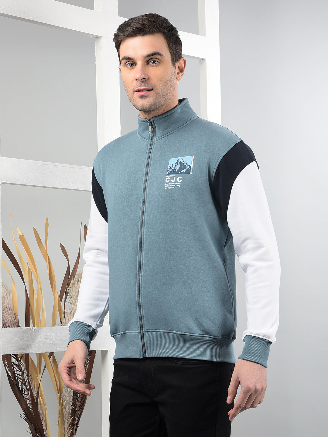 COBB AQUA LAKE PRINTED ZIP-UP SWEATSHIRT