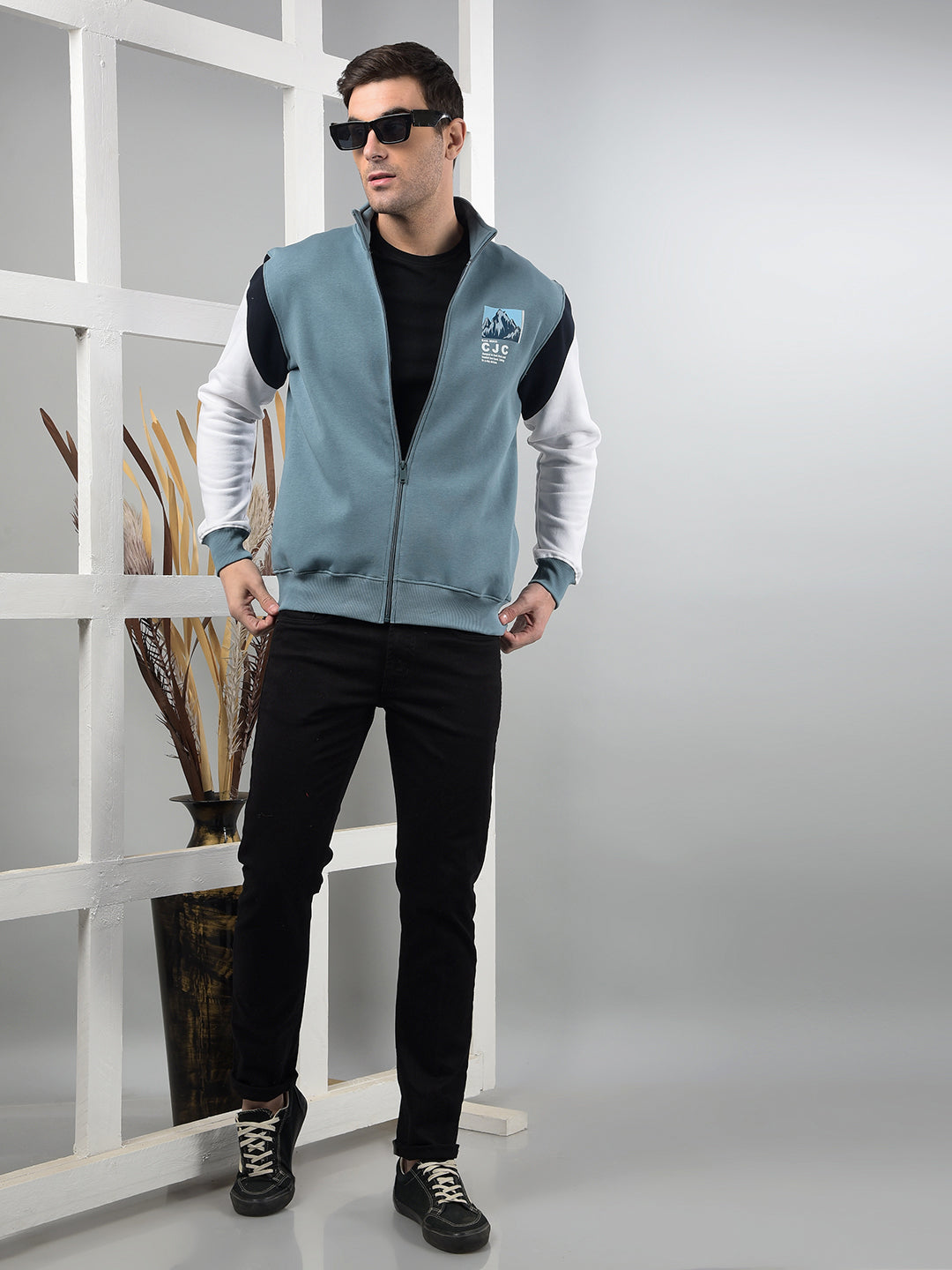 COBB AQUA LAKE PRINTED ZIP-UP SWEATSHIRT