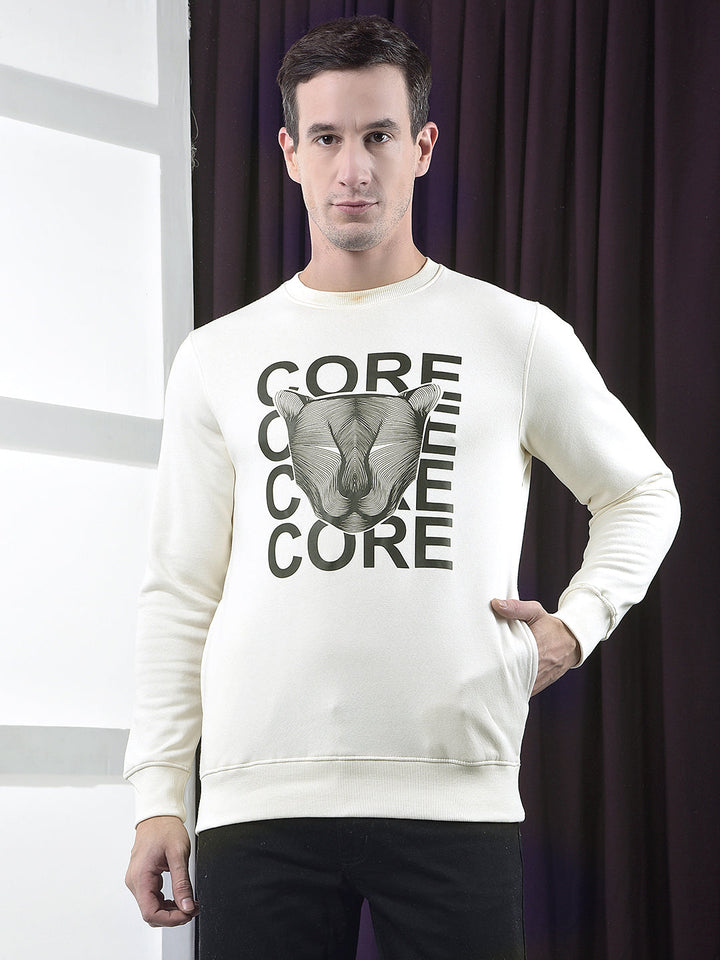 cobb off white printed round neck sweatshirt