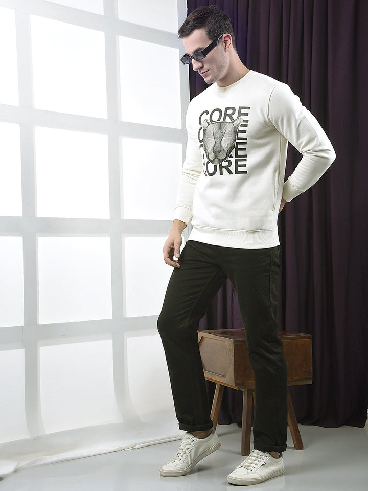 cobb off white printed round neck sweatshirt