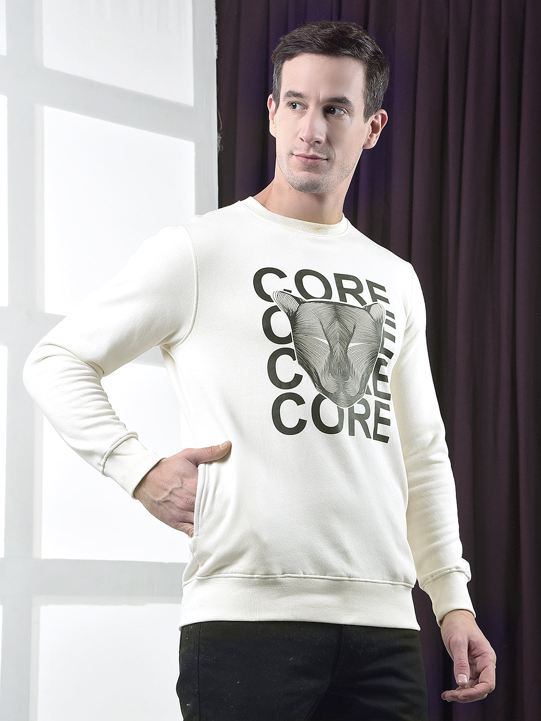COBB OFF WHITE PRINTED ROUND NECK SWEATSHIRT