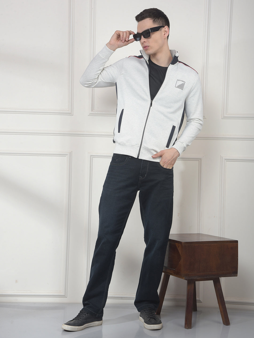 COBB ACRU COLOR-BLOCK ZIP-UP SWEATSHIRT