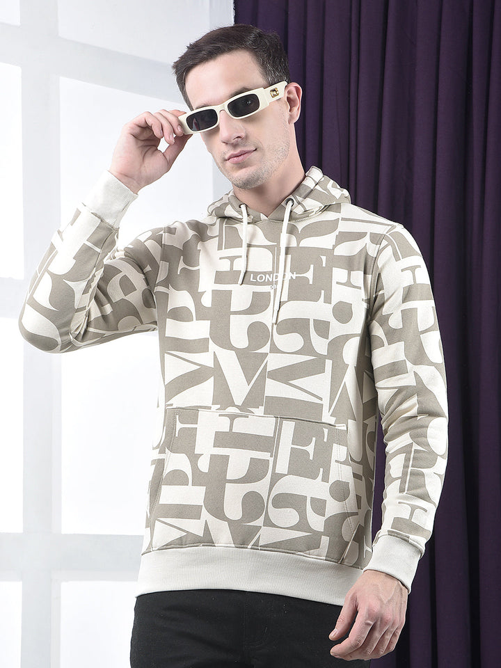 cobb beige printed classic hoodie