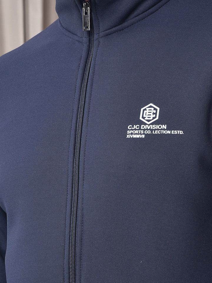 COBB NAVY BLUE PRINTED ZIP-UP SWEATSHIRT