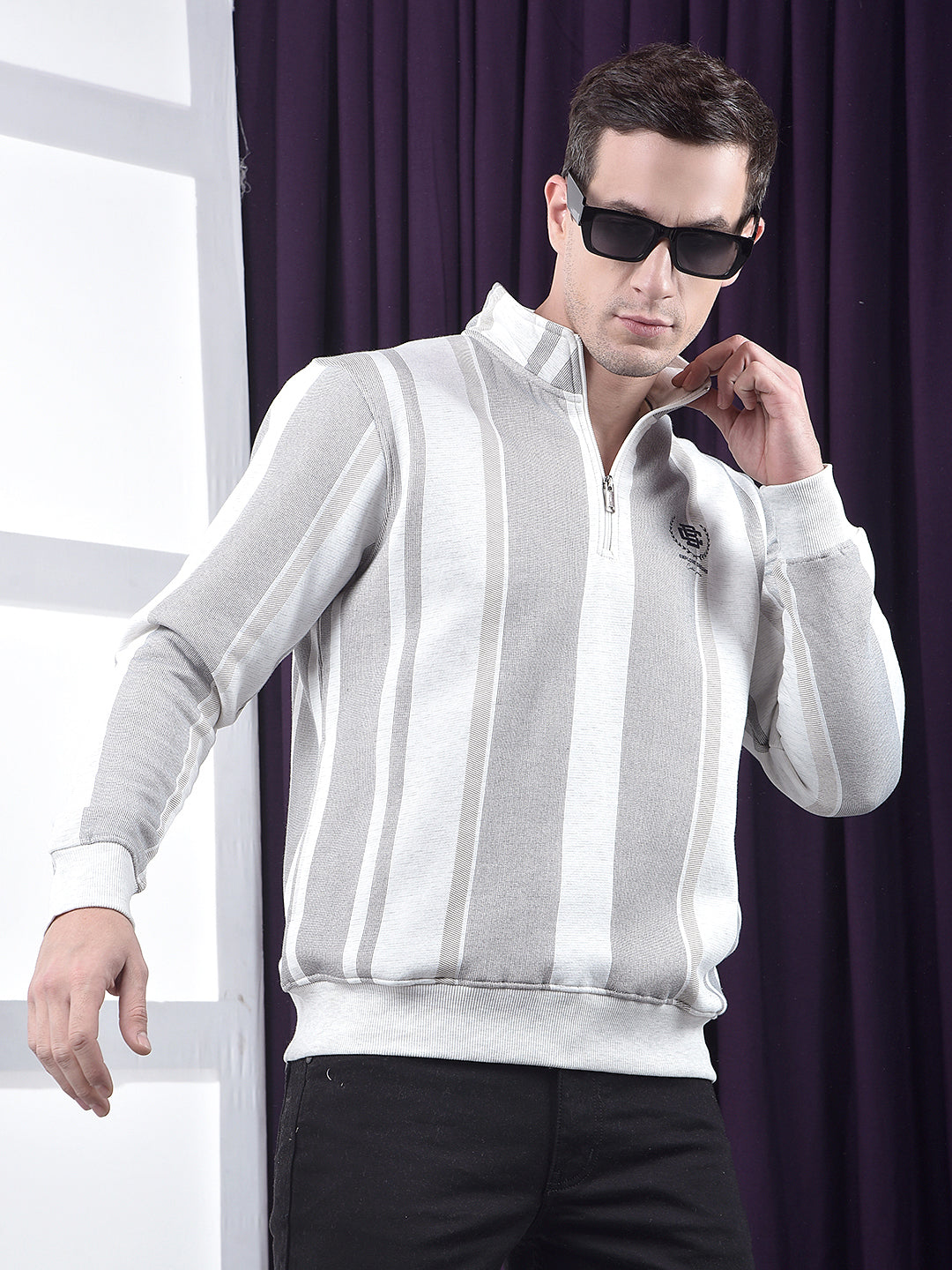 cobb acru printed half-zipper sweatshirt