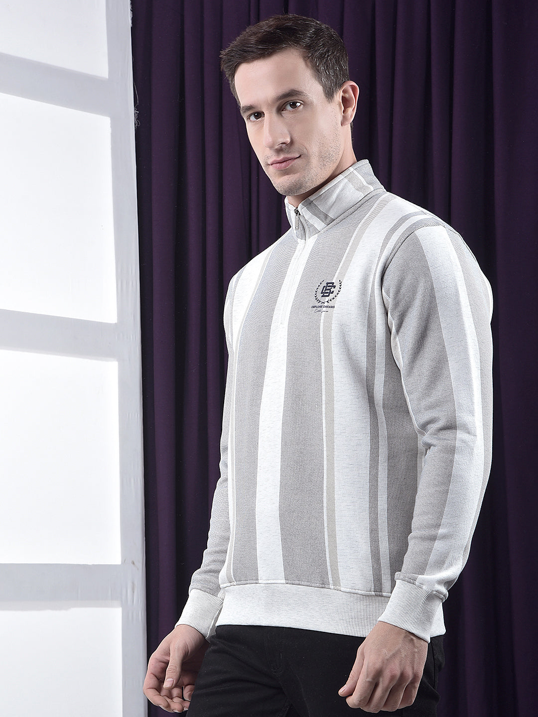 cobb acru printed half-zipper sweatshirt