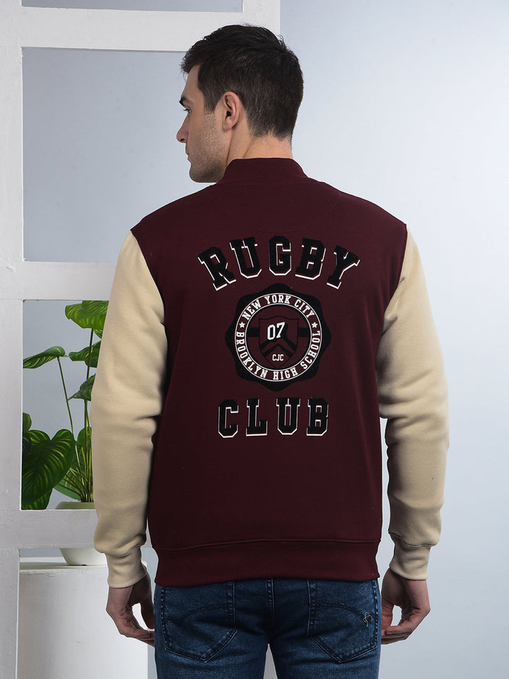 cobb maroon printed full-button sweatshirt