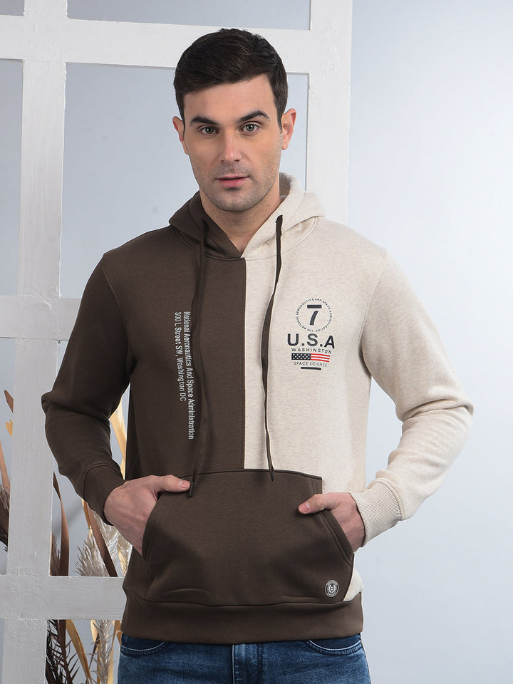 cobb brown colour-block classic hoodie