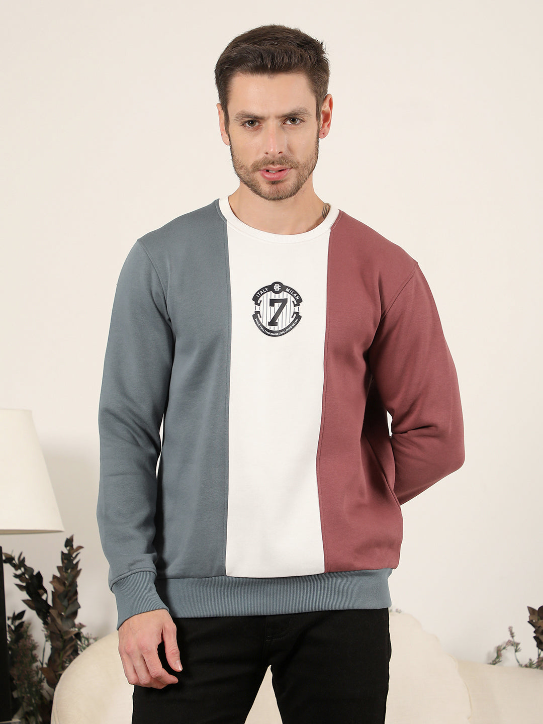 cobb rust colourblock round neck sweatshirt