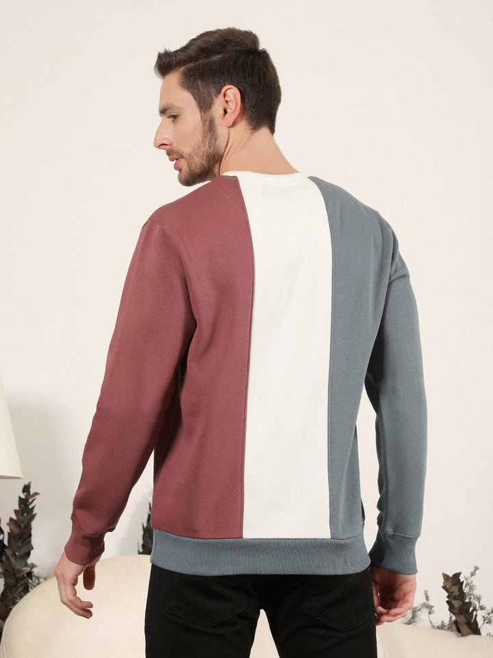 cobb rust colourblock round neck sweatshirt