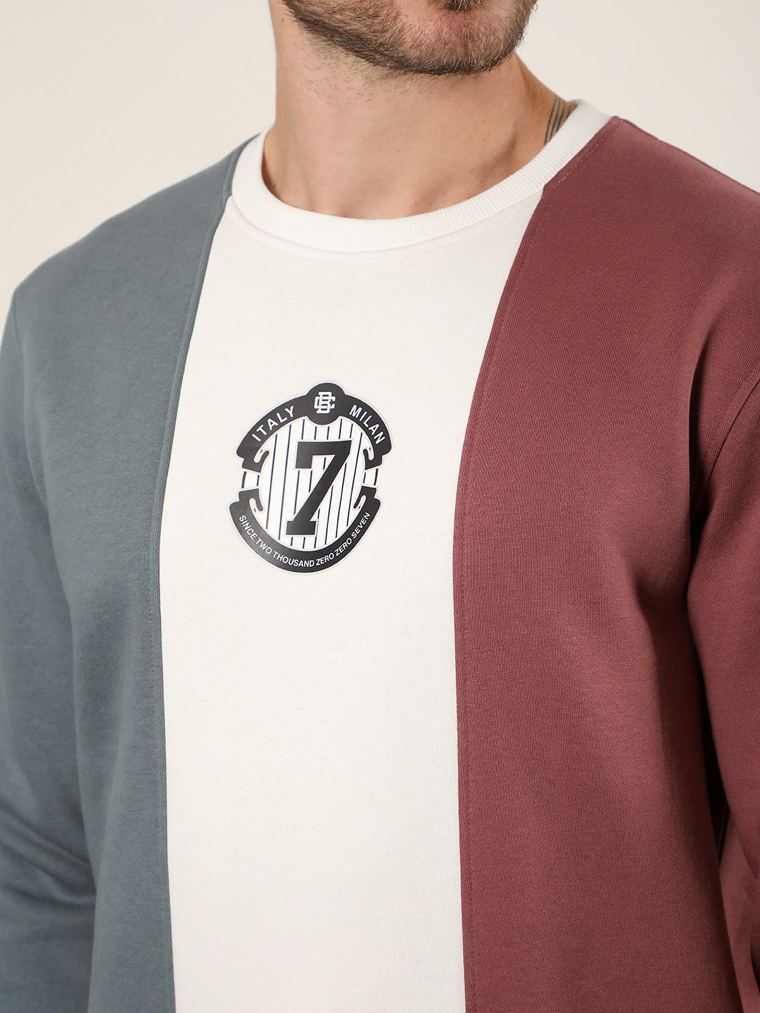 cobb rust colourblock round neck sweatshirt