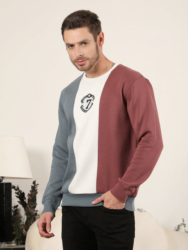 COBB RUST COLOURBLOCK ROUND NECK SWEATSHIRT