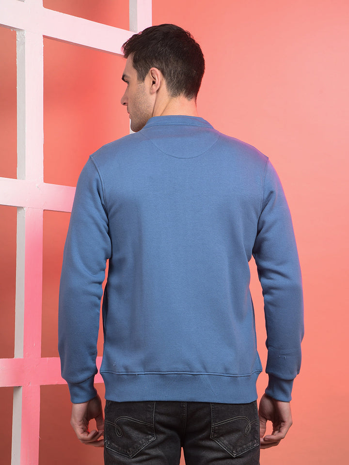 cobb dodger blue printed mandarin collar sweatshirt