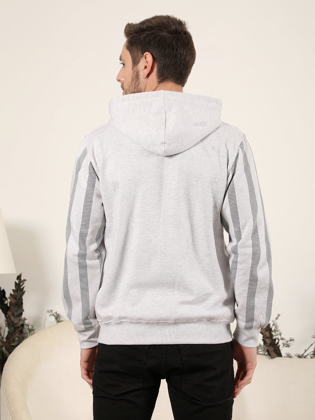 cobb light grey striped zip-up hoodie