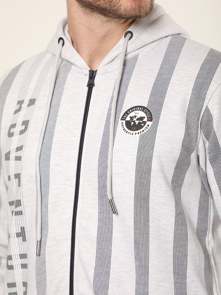 cobb light grey striped zip-up hoodie