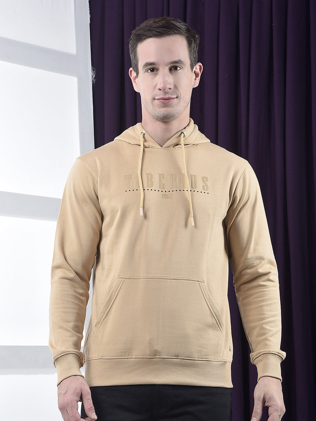 cobb light brown printed classic hoodie