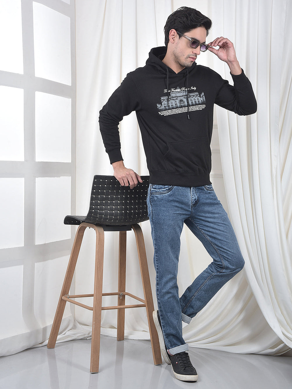 cobb black printed classic hoodie