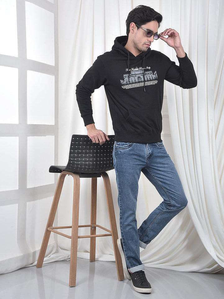 cobb black printed classic hoodie