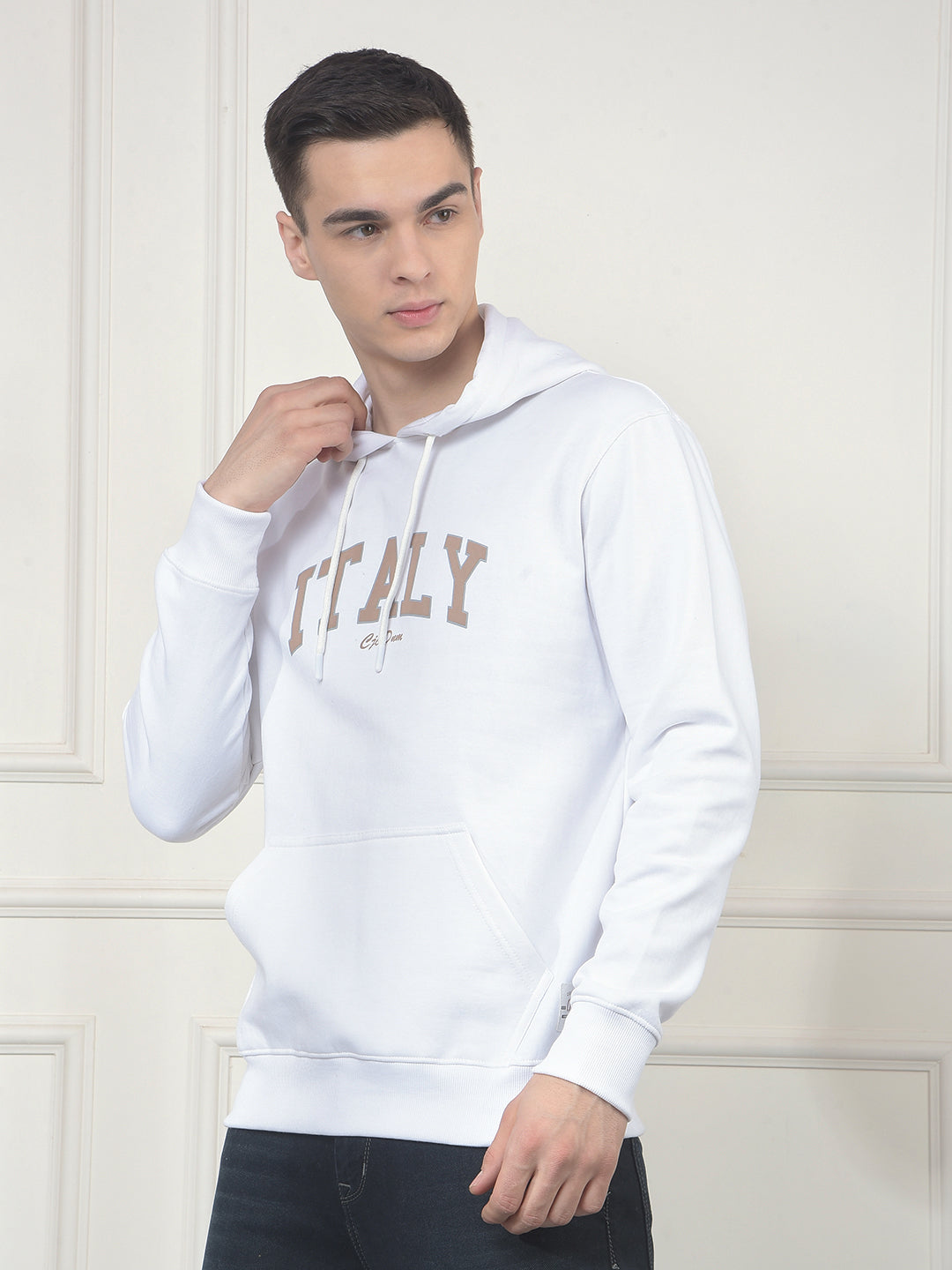 cobb white printed classic hoodie