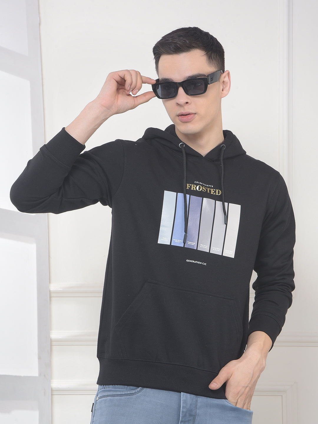 cobb black printed classic hoodie