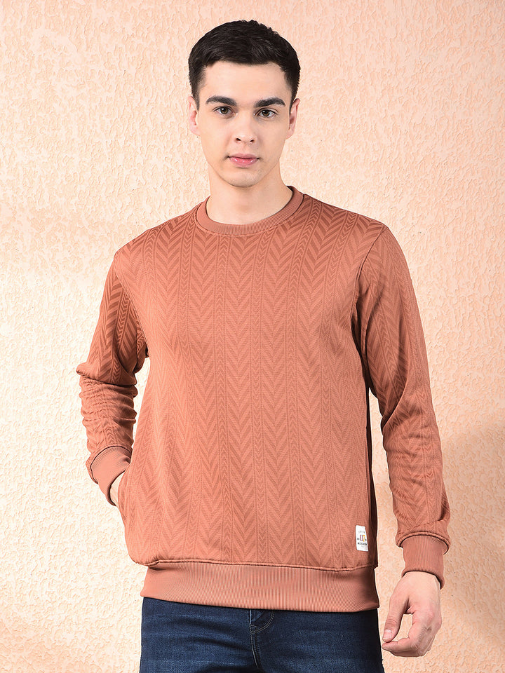 cobb orange self-design round neck sweatshirt