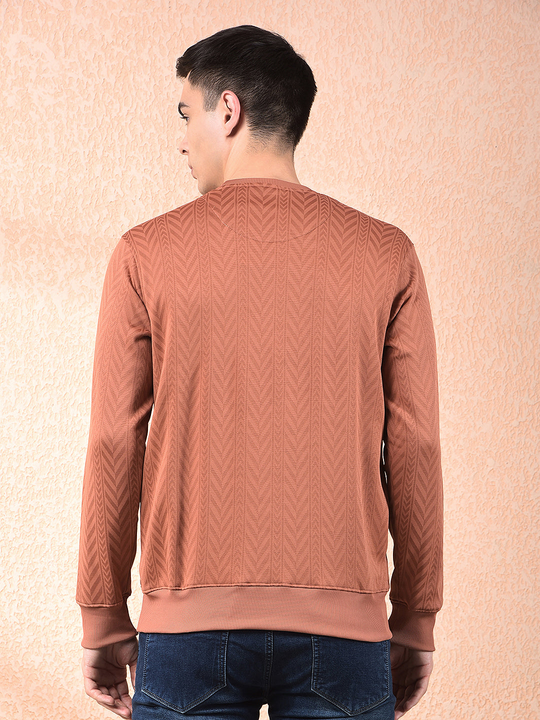 cobb orange self-design round neck sweatshirt