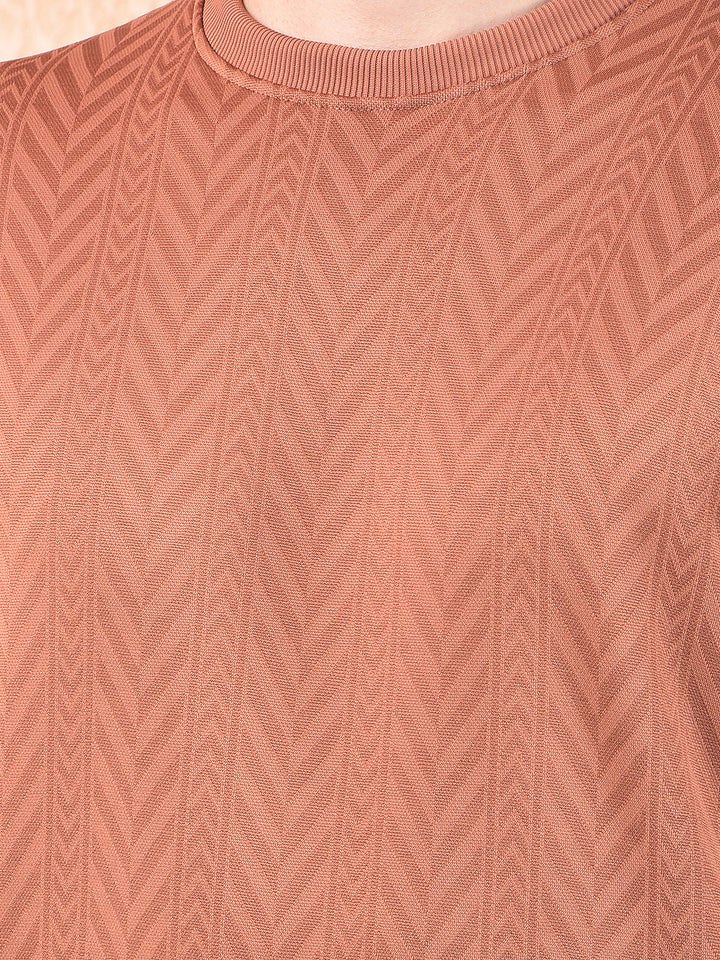 cobb orange self-design round neck sweatshirt