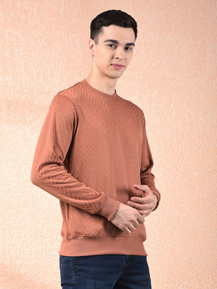 COBB ORANGE SELF-DESIGN ROUND NECK SWEATSHIRT